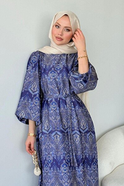 Şulemoda Giyim Μπλε φόρεμα από μαρούνι σατέν