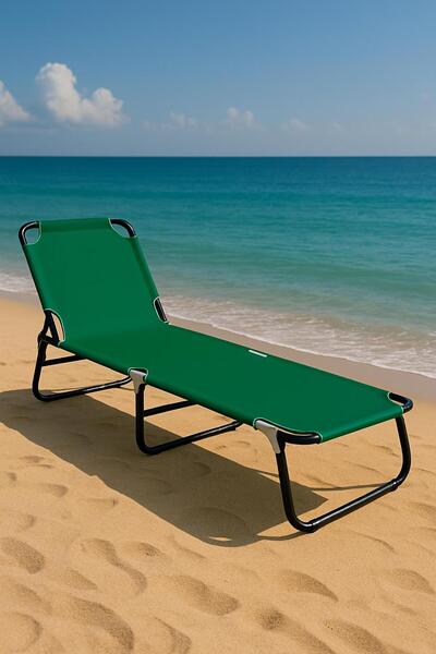 Remaks Elonza Katlanabilir Lüks Şezlong Kampet Plaj Yatağı Kamp Yatağı Yeşil