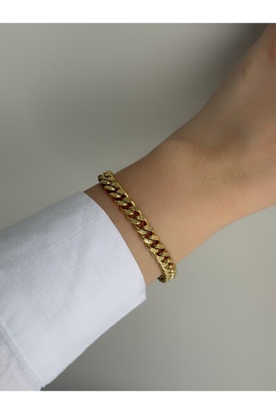 Owentis سوار سييرا فيستا من الفولاذ المطلي بالذهب المطحون - لا يسود -