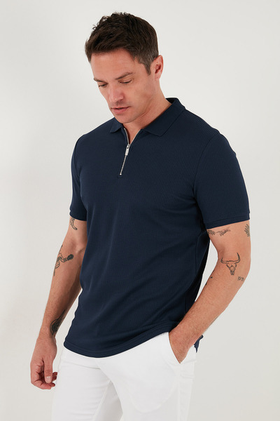 Buratti Cotton Regular Fit Half Zipper 3 Pack Polo Neck t Shirt Men's Polo Neck t Shirt 590