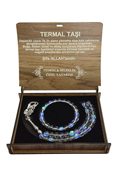 Remiuse Şeffaf Termal Doğal Taş Çok Renkli Tesbih & Bileklik Set - Özel Tasarım