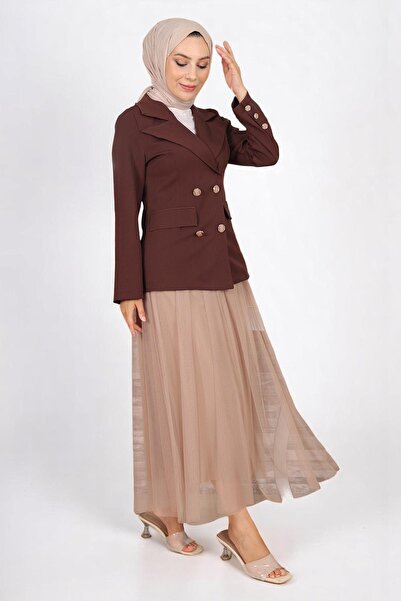 Missvalle Μπουφάν και φούστα Τούλι Καφέ 19151