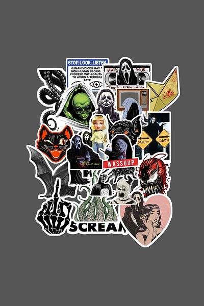 dadi ramba Scary Sticker Pack -Bullet Journal- Agenda -Laptop Sticker Decal
