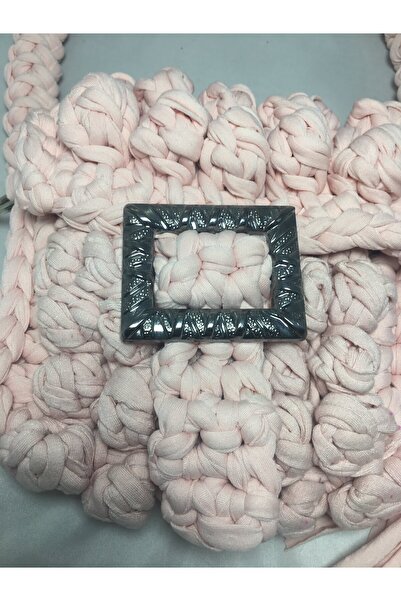 drt tasarım Kadın Penye İp Açık Pembe Mini Omuz Çantası DRT-BAG-0017