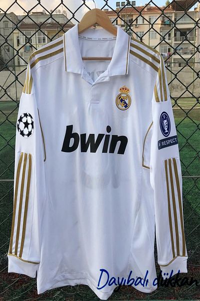 DAYIBALI DÜKKAN Dayibali Cristiano Ronaldo 2011/12 White Gold Long Sleeve Champions League Jersey