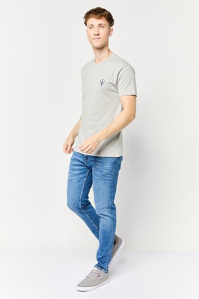Maserati Men Crew Neck Short Sleeve Graphic Print T-shirt, Grey