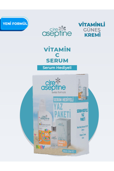 CIRE ASEPTINE yeni formul bitaminli çocuk güneş kremi Vitaminli C Serum Hediyeli