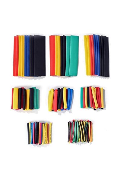 sanal trend 164 Parça Set Isıyla Daralan Renkli Makaron Seti Kablo Koruyucu K...