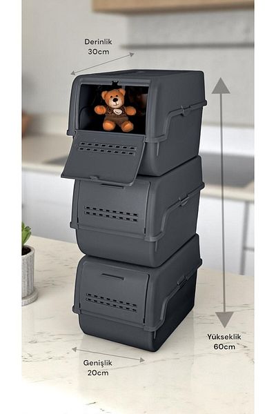 Motek Mt-40 S-Box 8 Liter 3-Purpose Organizer Organizer Anthracite (3*8Liter)