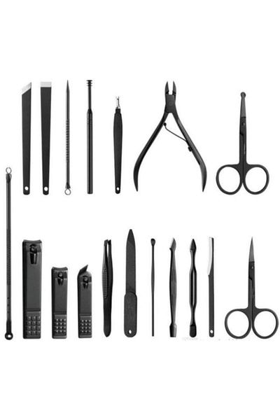 Pisicik 18+1 Pieces Stainless Steel Manicure Pedicure Set Hand Foot Nail Clippers
