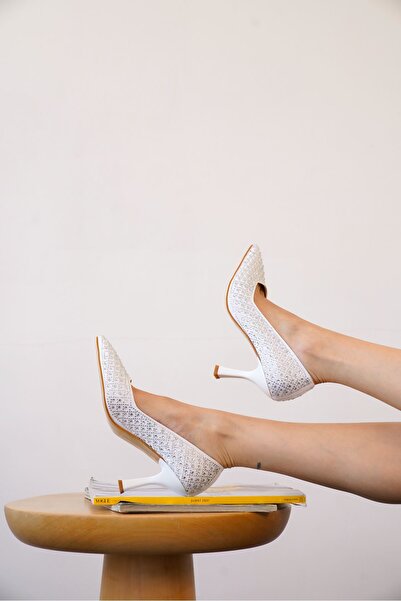 MODAADAM Pantofi stiletto cu toc Roday Stone de damă - alb