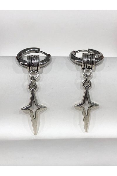 Bijutek Stainless Steel Men's Steel Patterned and Dangle Earrings