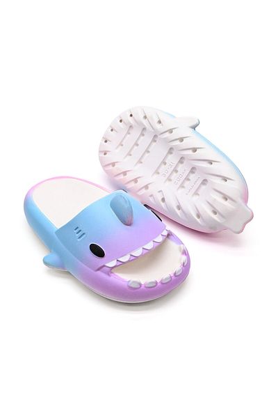 Tmall Slippers for Women and Children, Shark Shape, Gradient Colors, Foam, PC01, Purple