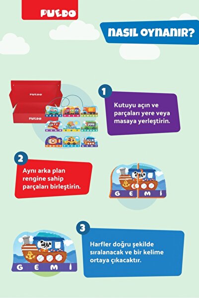 PUEDO İlk Kelimelerim Puzzle - Araçlar