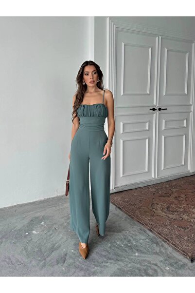 Sevenday Kadın Ayarlanabilir Askılı Göğsü Drapeli Tulum