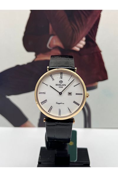 Hislon Classic Leather Strap Men's Wristwatch 3 Atm Waterproof