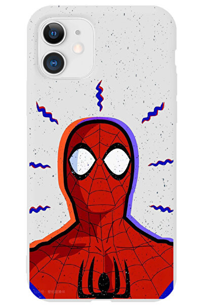WANNA PROTECT iPhone 11 Beyaz İçi Kadife Spider Shock Desenli Silikon Telefon...