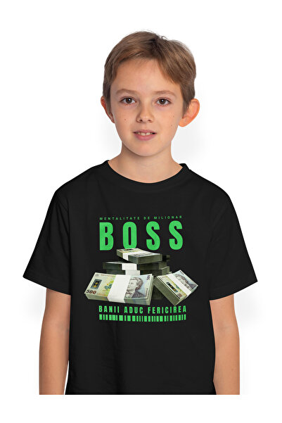StoryGift Romania Tricou Copii Baieti _BOSS_ - Banii Aduc Fericirea 100% Bumb...