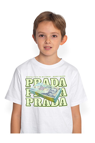 StoryGift Romania Tricou Copii Baieti __Prada_ - 100 Lei Romanesti 100% Bumba...