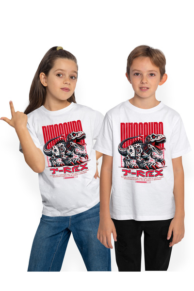 StoryGift Romania Tricou Copii Dinozaur T-REX Robot in Actiune 100% Bumbac, U...