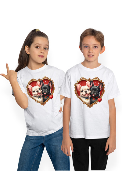 StoryGift Romania Tricou Copii cu o catelusa si un catel Pug, ilustratie, cad...