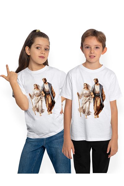 StoryGift Romania Children's T-shirt with Jesus Christ and the Mother of God, staff, Christianity, kindness, prayers, r