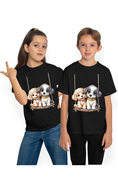 StoryGift Romania Tricou Copii cu 2 catelusi care se dau in leagan, ilustrati...