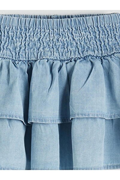 LC Waikiki LCW Kids Mavi Beli Lastikli Kız Çocuk Jean Etek