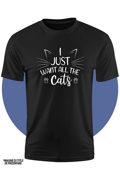 StoryGift Romania Kids T-shirt with illustration showing cat ears and the message "I just want all the cats"