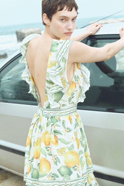 H&M Fırfırlı Elbise