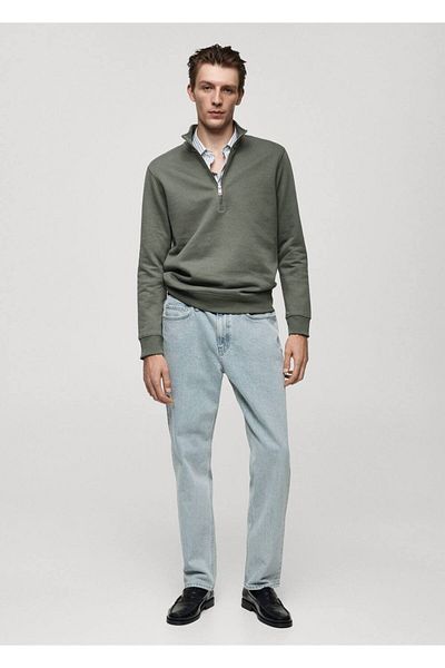 MANGO Man Collar zippered cotton sweatshirt