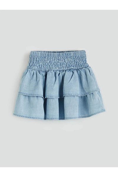LC Waikiki Fusta de jeans pentru fete LCW Kids albastră cu talie elastică