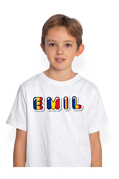 StoryGift Romania Tricou Copii Baieti Cu Numele Emil, Romania, Suporter, Stea...