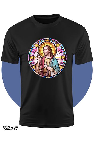 StoryGift Romania Children's T-shirt with Jesus Christ, illustration, peace, kindness, mosaic style, salvation, Mantuito