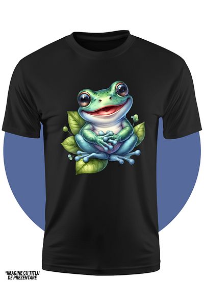 StoryGift Romania Children's T-shirt with a happy frog, illustration, leaves, water, lake, puddle, happiness, nature, l