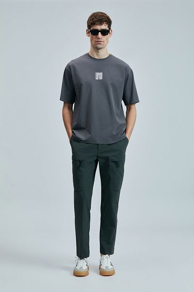 Lufian Helıx Μοντέρνο Γραφικό T-Shirt Σκούρο Γκρι
