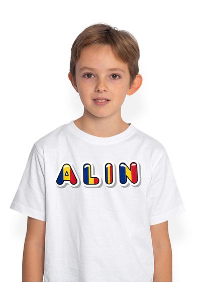 StoryGift Romania Tricou Copii Baieti Cu Numele Alin, Romania, Suporter, Steagul Romaniei, Patriot 100% Bumb