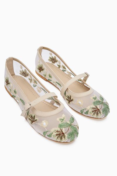 Limoya Jolin Ten Embroidered Buckle Women's Ballerinas
