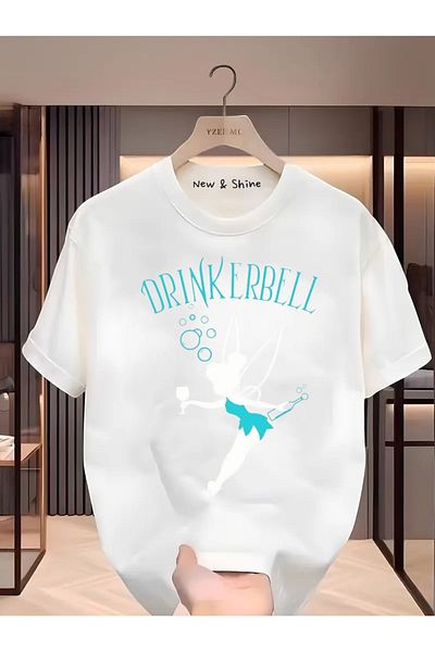 New Shine 1 tricou este un cadou pentru achiziții de 6 și peste în coș - Tricou oversize cu imprimeu Drinkerbell