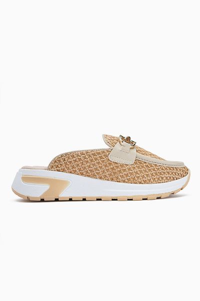 Limoya Diana Nud Buckle Closed Front Straw Stylish Women's Slippers