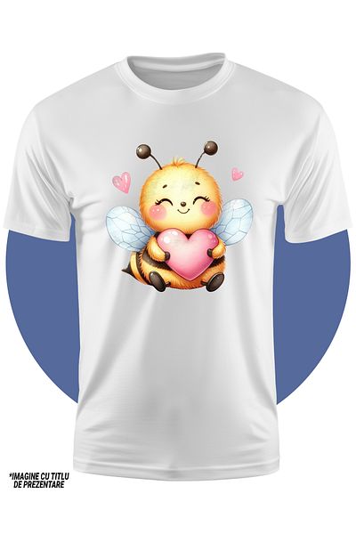 StoryGift Romania Tricou Copii cu o albinuta care tine o inima in brate, ilustratie, apreciere, afectiune, f