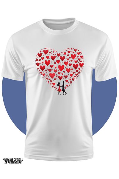 StoryGift Romania Tricou Copii Cu O Femeie Si Un Barbat Care Se Tin De Maini, Ilustratie, Inimioare Care For