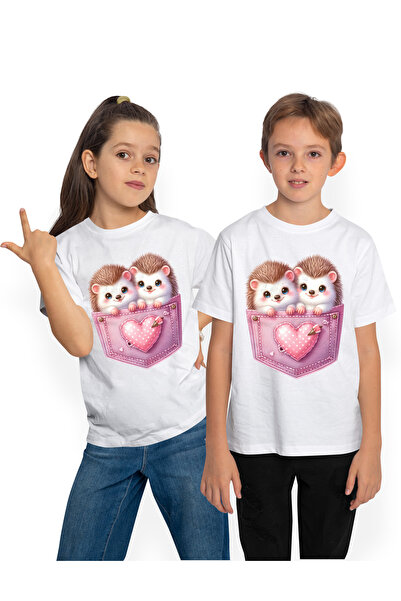 StoryGift Romania Tricou Copii cu 2 arici care stau in buzunare, ilustratie, ...