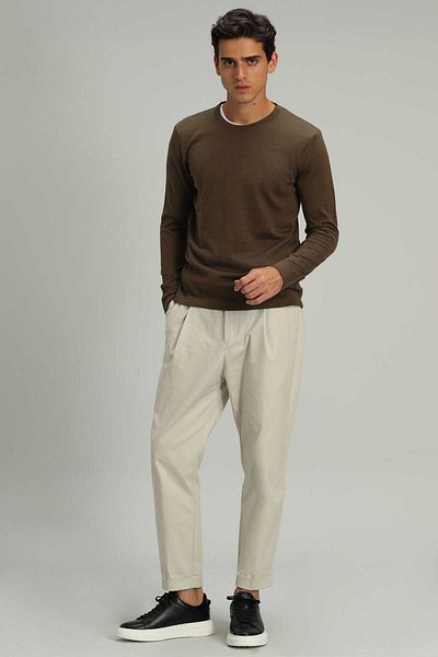 Lufian Ανδρικό πουλόβερ Din Wool Camel