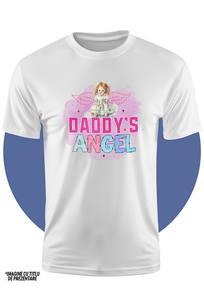 StoryGift Romania Children's T-shirt with the message "Daddy's angel", illustration, for children, little girl with angel wings