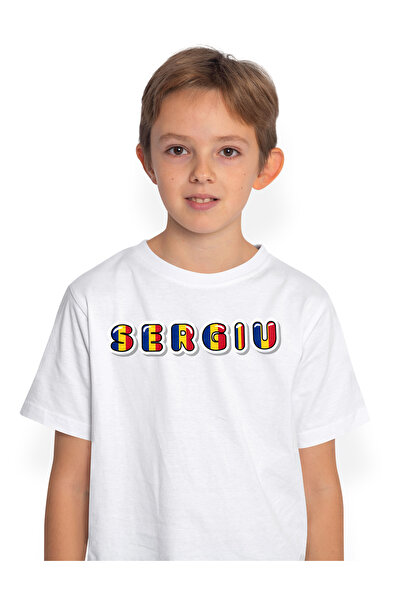StoryGift Romania Tricou Copii Baieti Cu Numele Sergiu, Romania, Suporter, St...