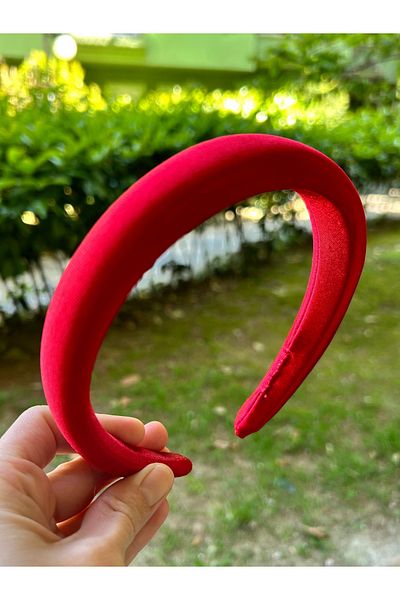 ByMerve Satin Soft Hair Accessory Red Thin Women's Hair Tiara
