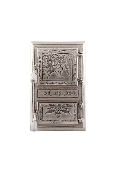flores Rectangular stove door, STRUGURE model, nickel-plated, 295 x 470 mm