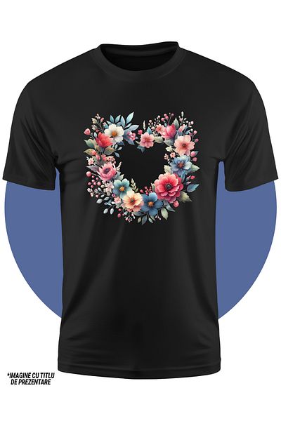 StoryGift Romania Children's T-shirt with a crown made of heart-shaped flowers, illustration, love, plants,