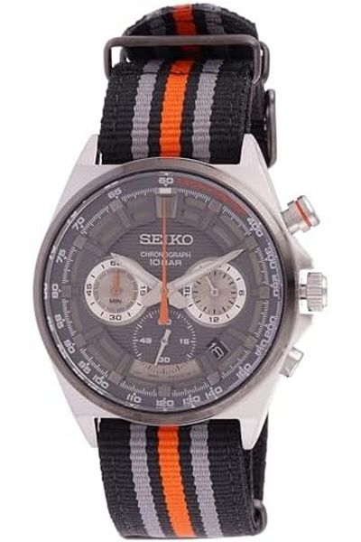 Seiko Watch, Gray, Nylon Strap